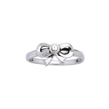 Ribbon Silver Ring with Gemstone TRI792 - Jewelry